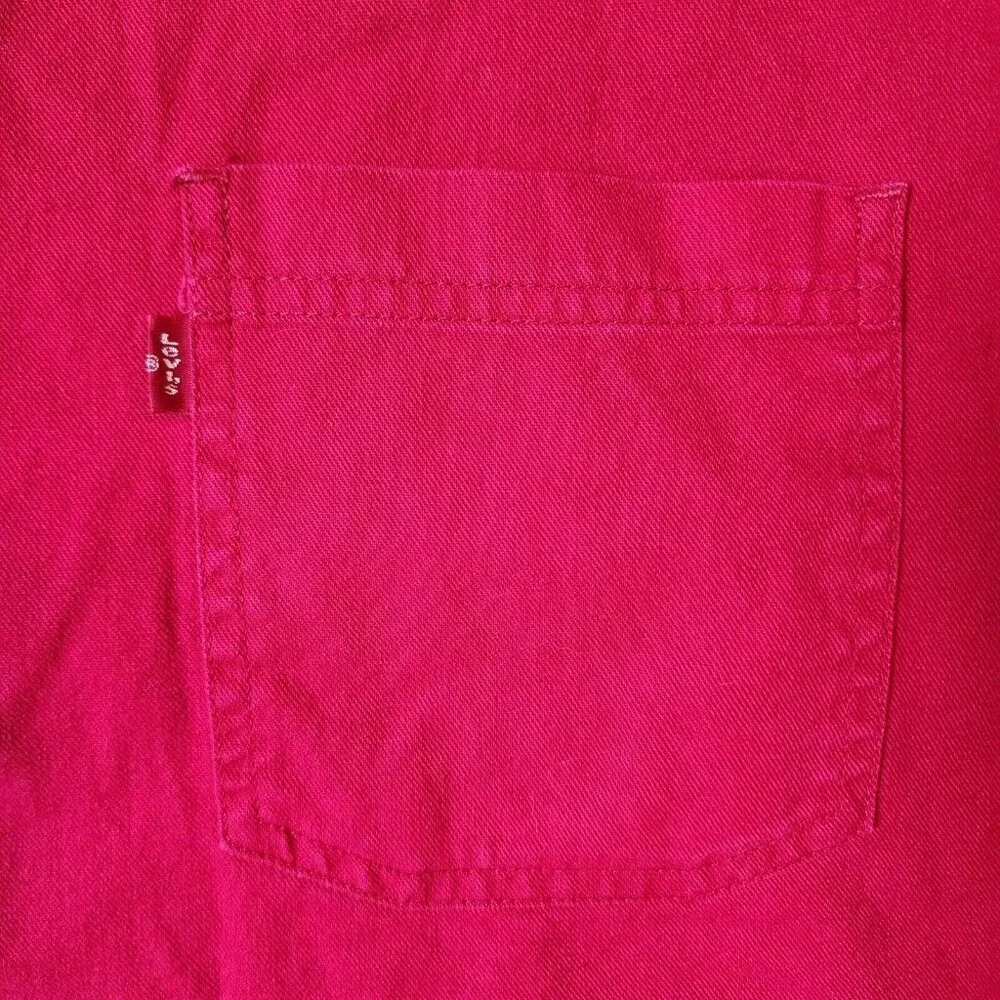 Levi's Jeans Red Denim Long Sleeve Metal Button Up Shirt Size XL Y2K 100% Cotton